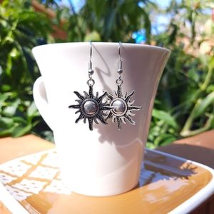 Silver Sun Dangle Earrings